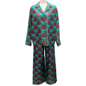 La DoubleJ Turquoise / Burgundy / Green Edition 31 Silk Pajama Set