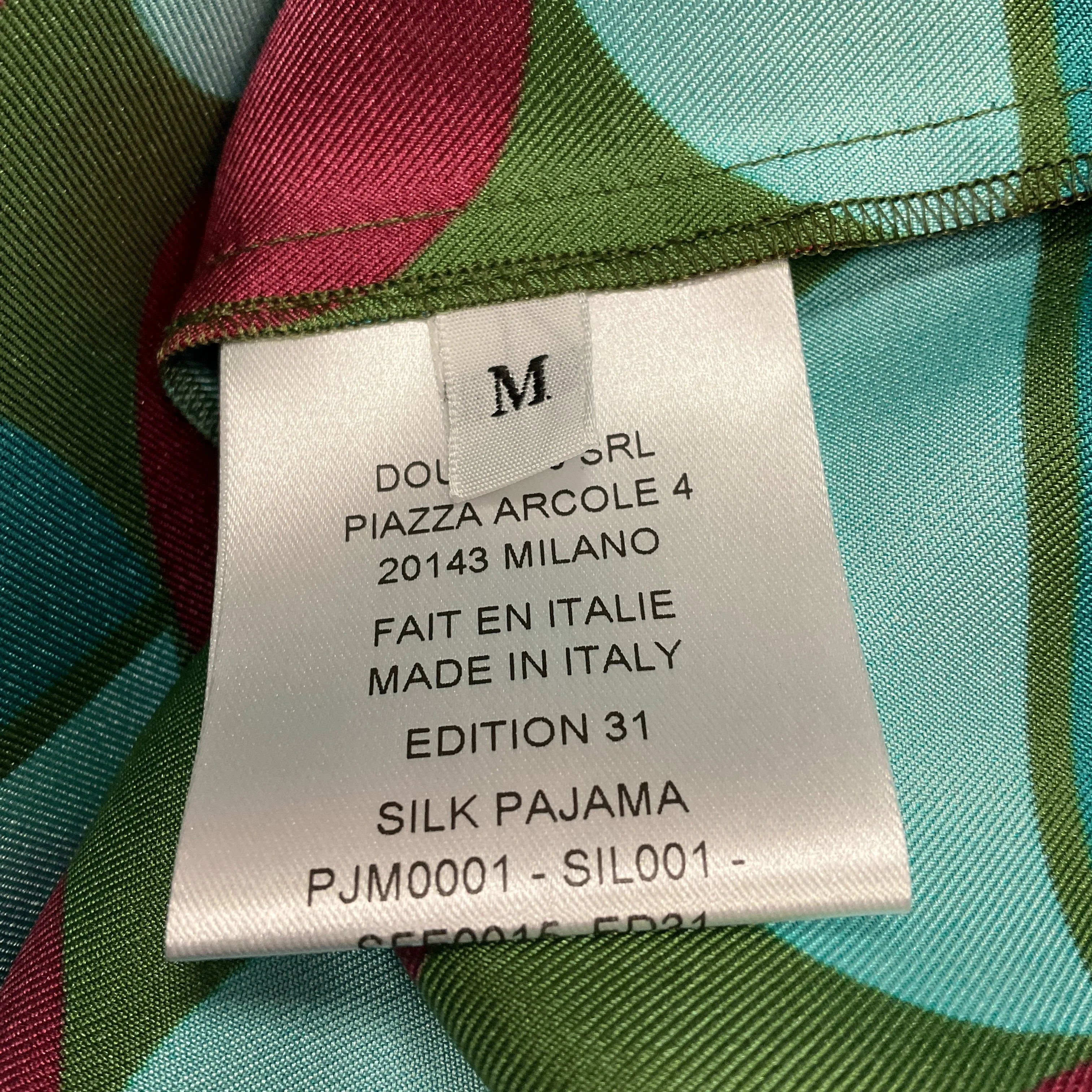 La DoubleJ Turquoise / Burgundy / Green Edition 31 Silk Pajama Set