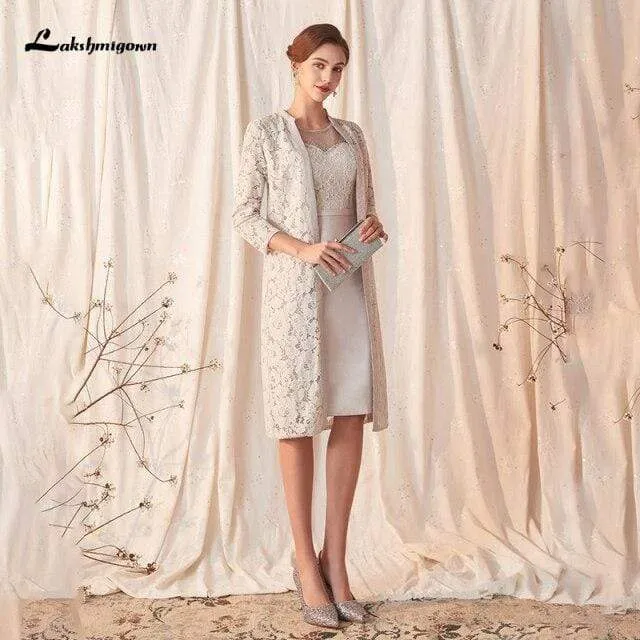 Lace Knee Length Mother of the Bride Dresses Gowns