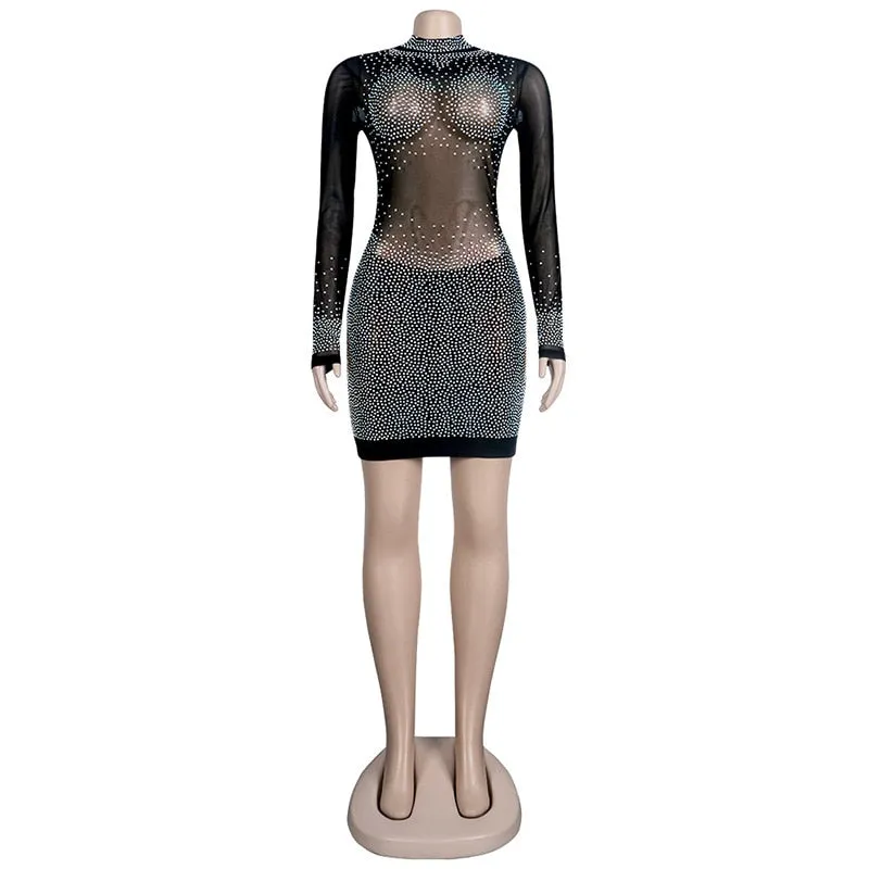 Ladies Crystal Sparkle Mini Dress