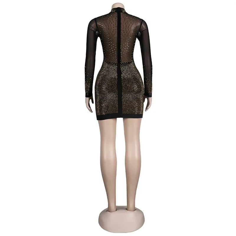 Ladies Crystal Sparkle Mini Dress
