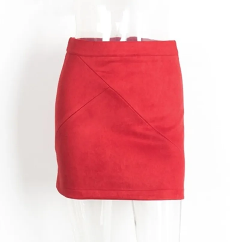 Ladies Leather Suede Pencil Skirt Bodycon Short Skirts Women