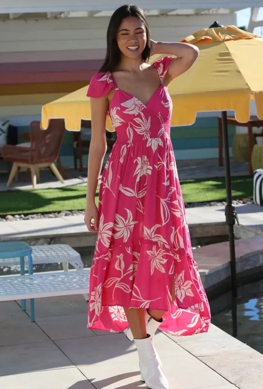 Lady in Pink Floral Dress