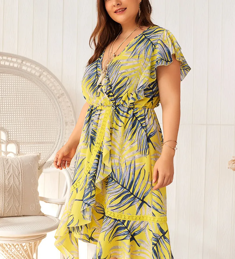 Large Size V-neck Beach Dress