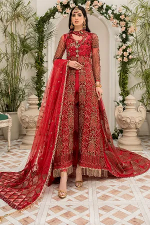 Latest Crimson Red Pakistani Dress in Long Style #PF403