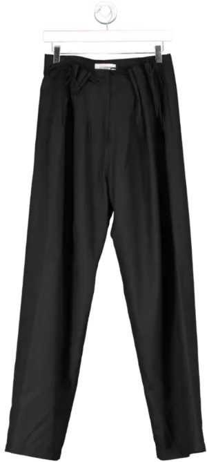 LE17SEPTEMBRE Black 100% Lightweight Wool Pleated Detail Straight Leg Trousers UK 10
