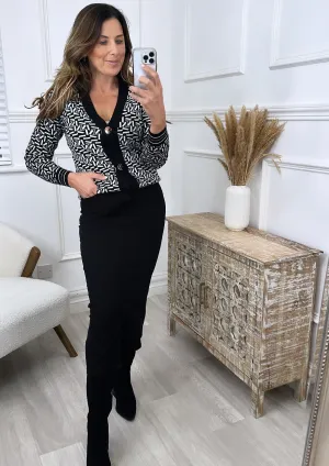Lina Black Denim Midi Skirt