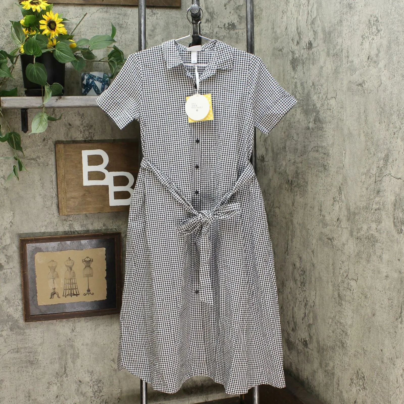Lisa Marie Fernandez for TRGT Women's Small Gingham Button-Front Shirtdress