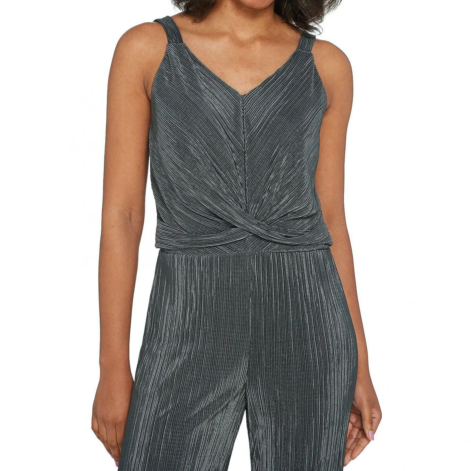 Lisa Rinna Women's Pleated Twist Front Sleeveless Jumpsuit