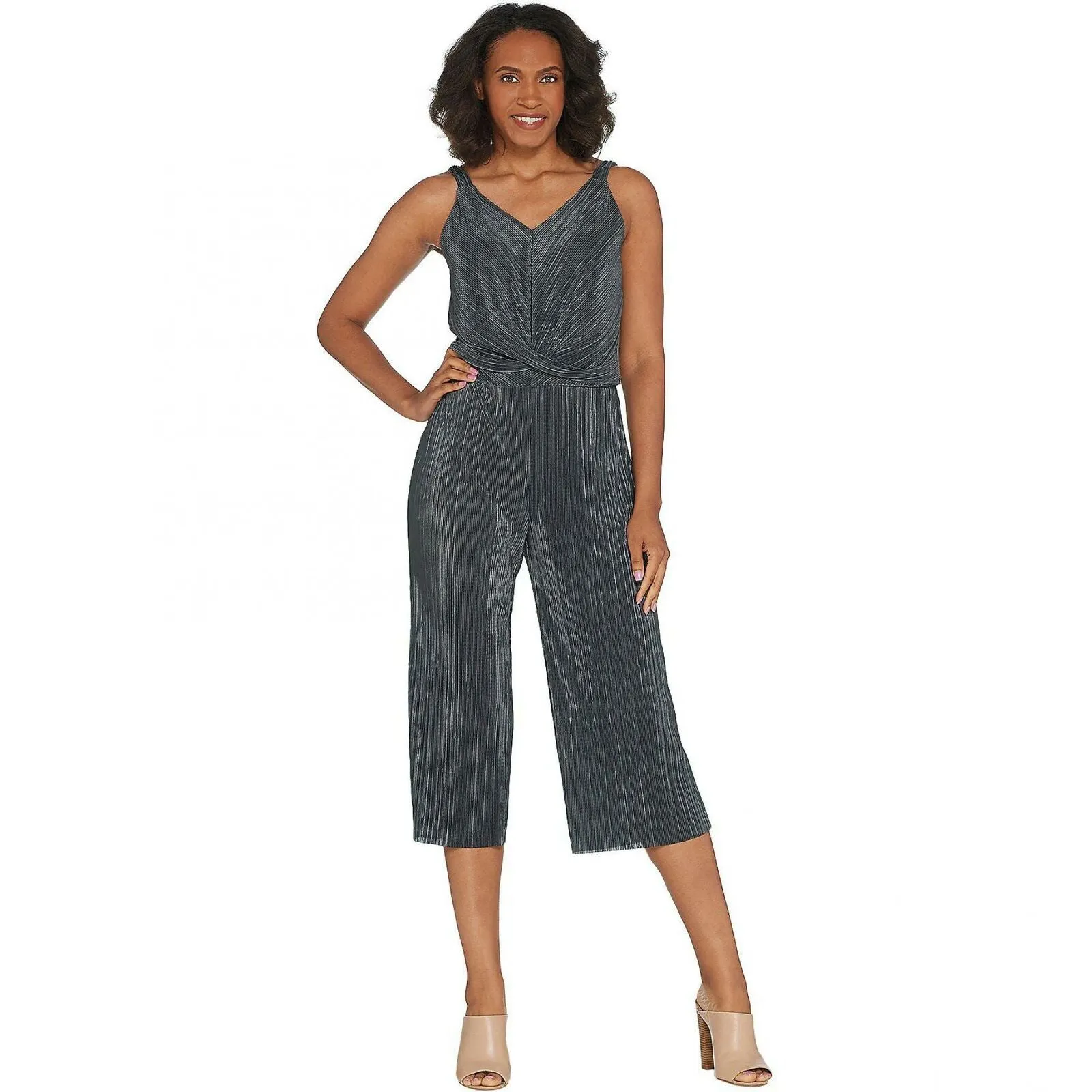 Lisa Rinna Women's Pleated Twist Front Sleeveless Jumpsuit