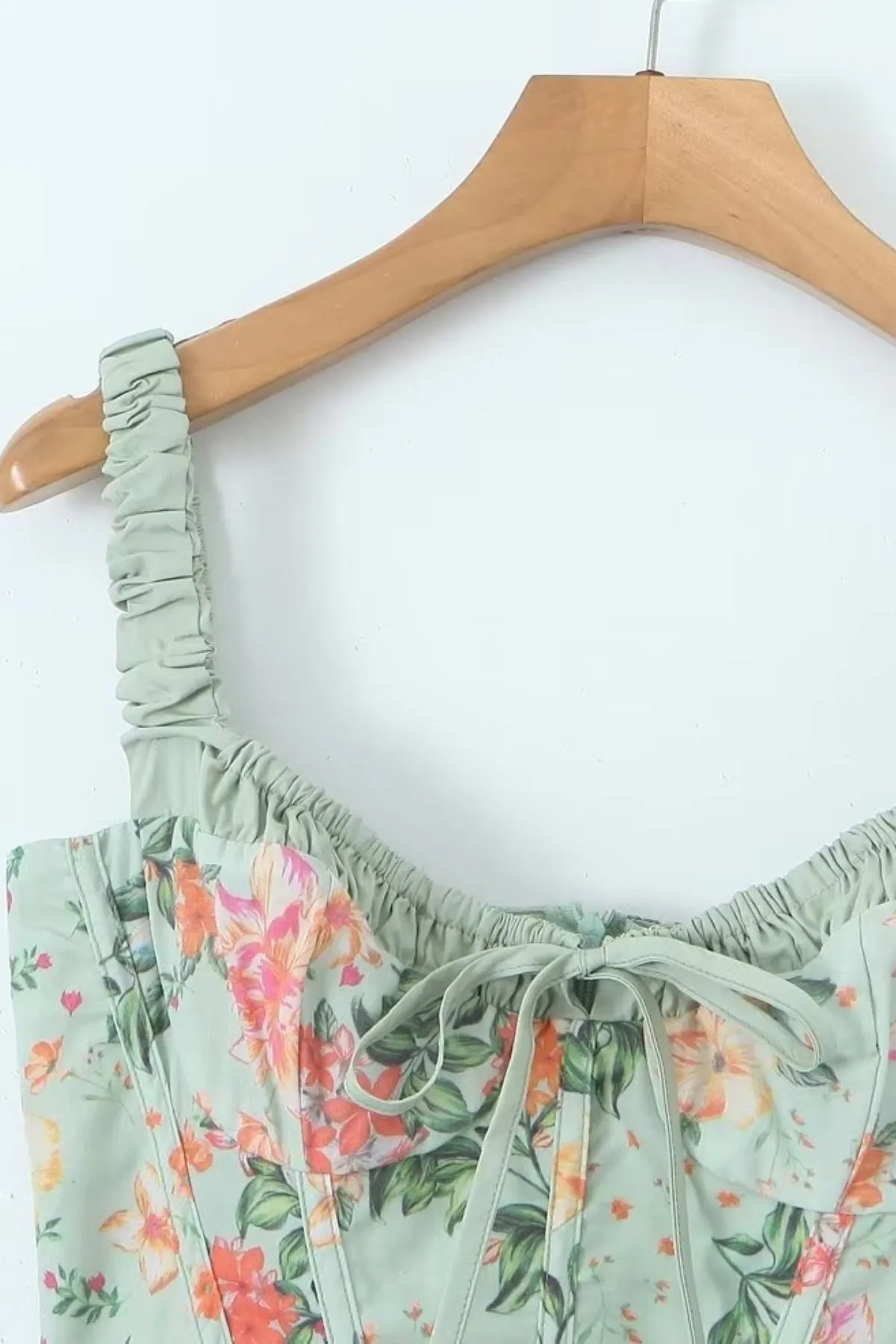 LONDYN Floral Bustier Midi Dress w/ Thigh Slit