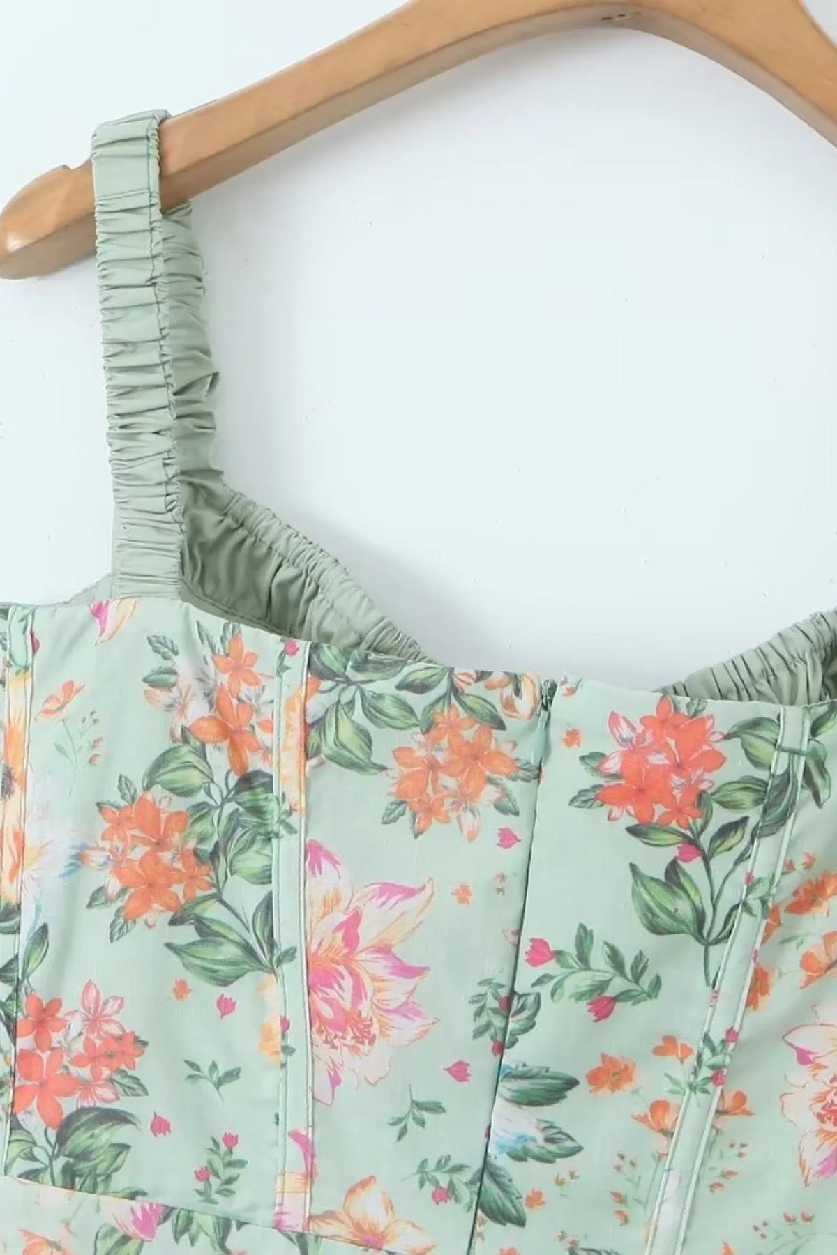 LONDYN Floral Bustier Midi Dress w/ Thigh Slit