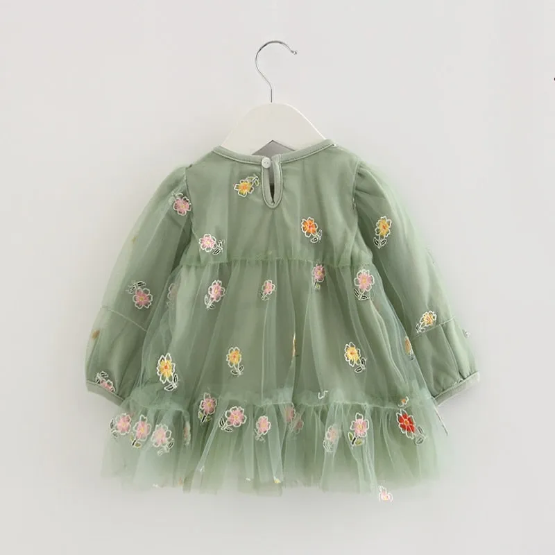 Long Sleeve Princess Dress in Green