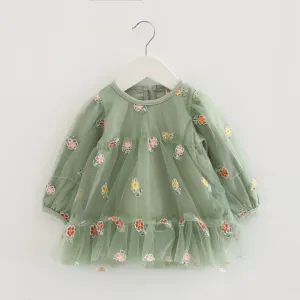 Long Sleeve Princess Dress in Green
