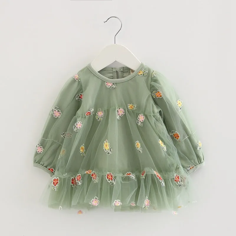 Long Sleeve Princess Dress in Green