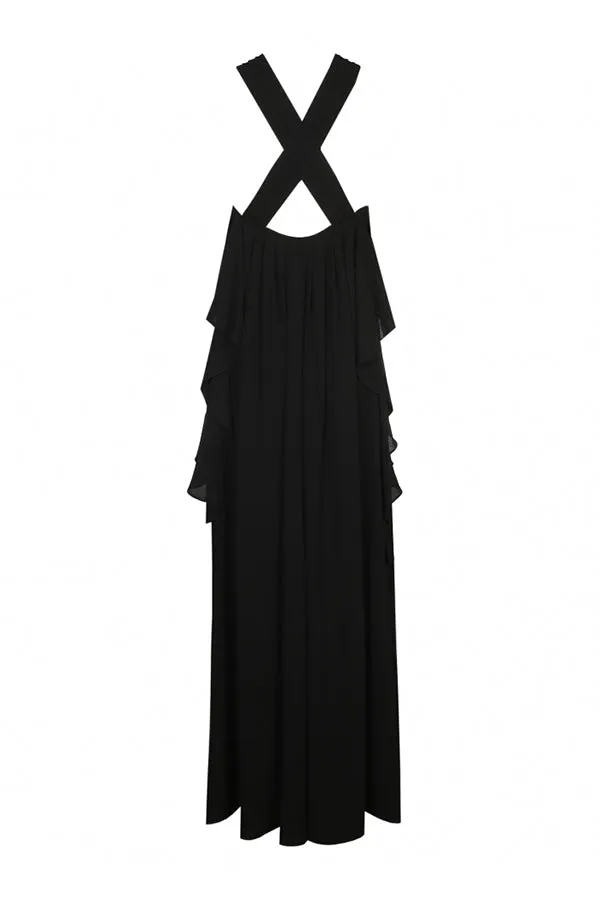 LOOSE PLEATED MAXI GALA DRESS