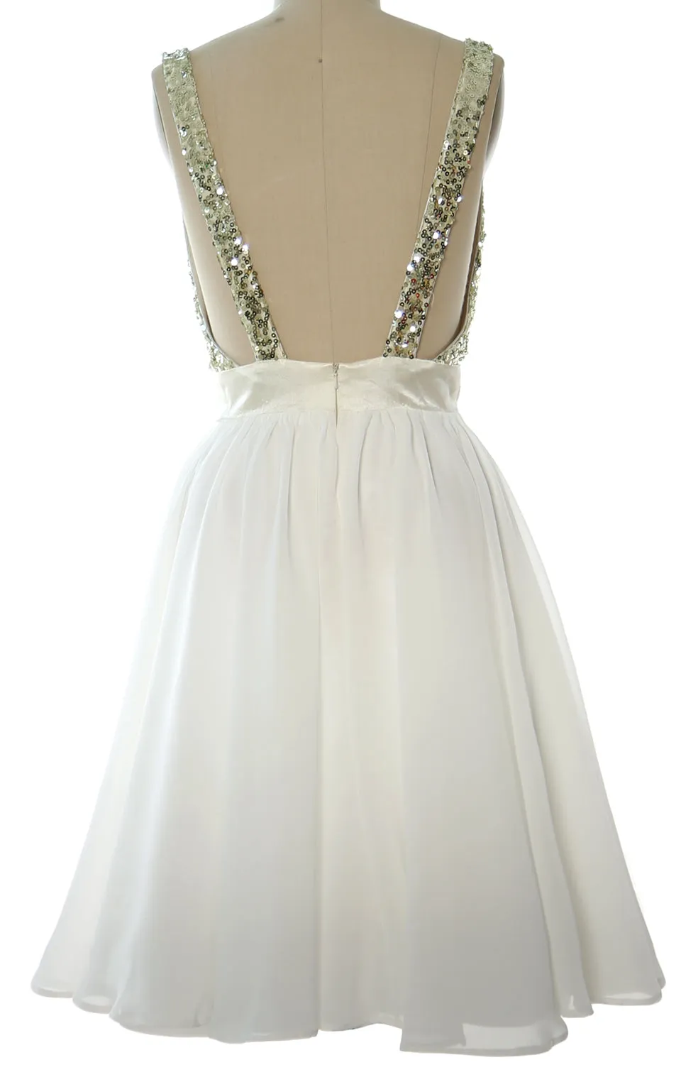 MACloth Short Bridesmaid Dresses Plunge V Neck Sequin Cocktail Party Formal Gown