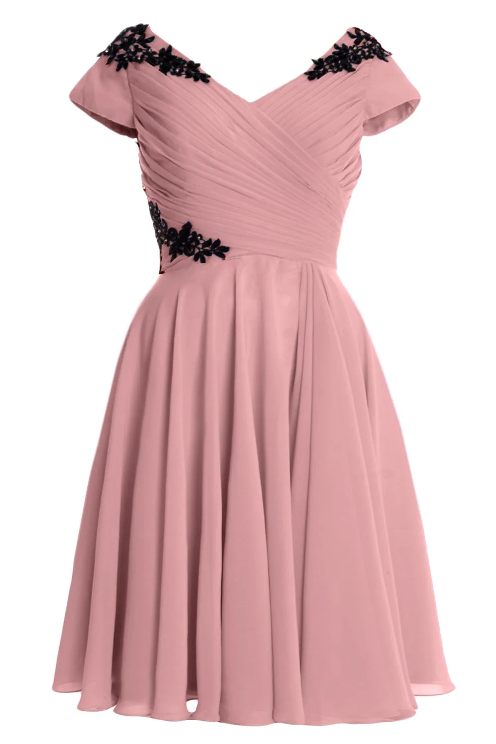 MACloth Women Mother of Bride Groom Dresses Short Cap Sleeve Bridesmaid BD MoH