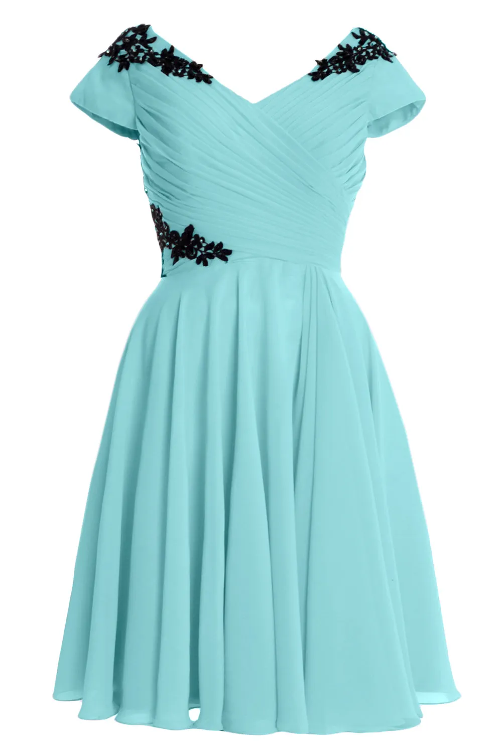 MACloth Women Mother of Bride Groom Dresses Short Cap Sleeve Bridesmaid BD MoH