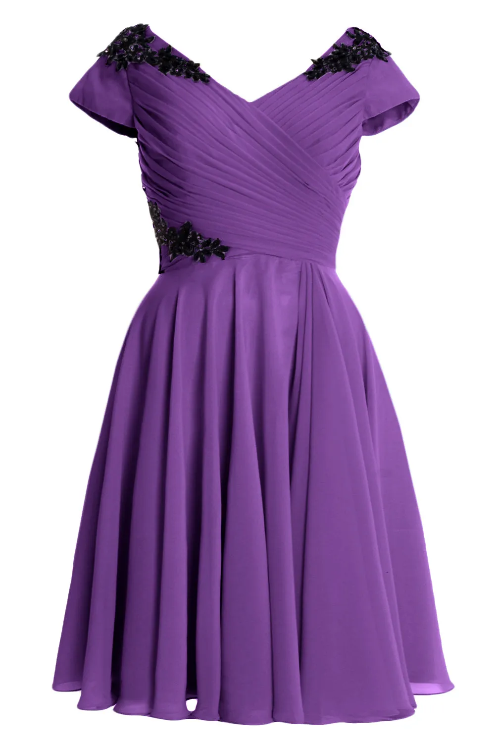 MACloth Women Mother of Bride Groom Dresses Short Cap Sleeve Bridesmaid BD MoH