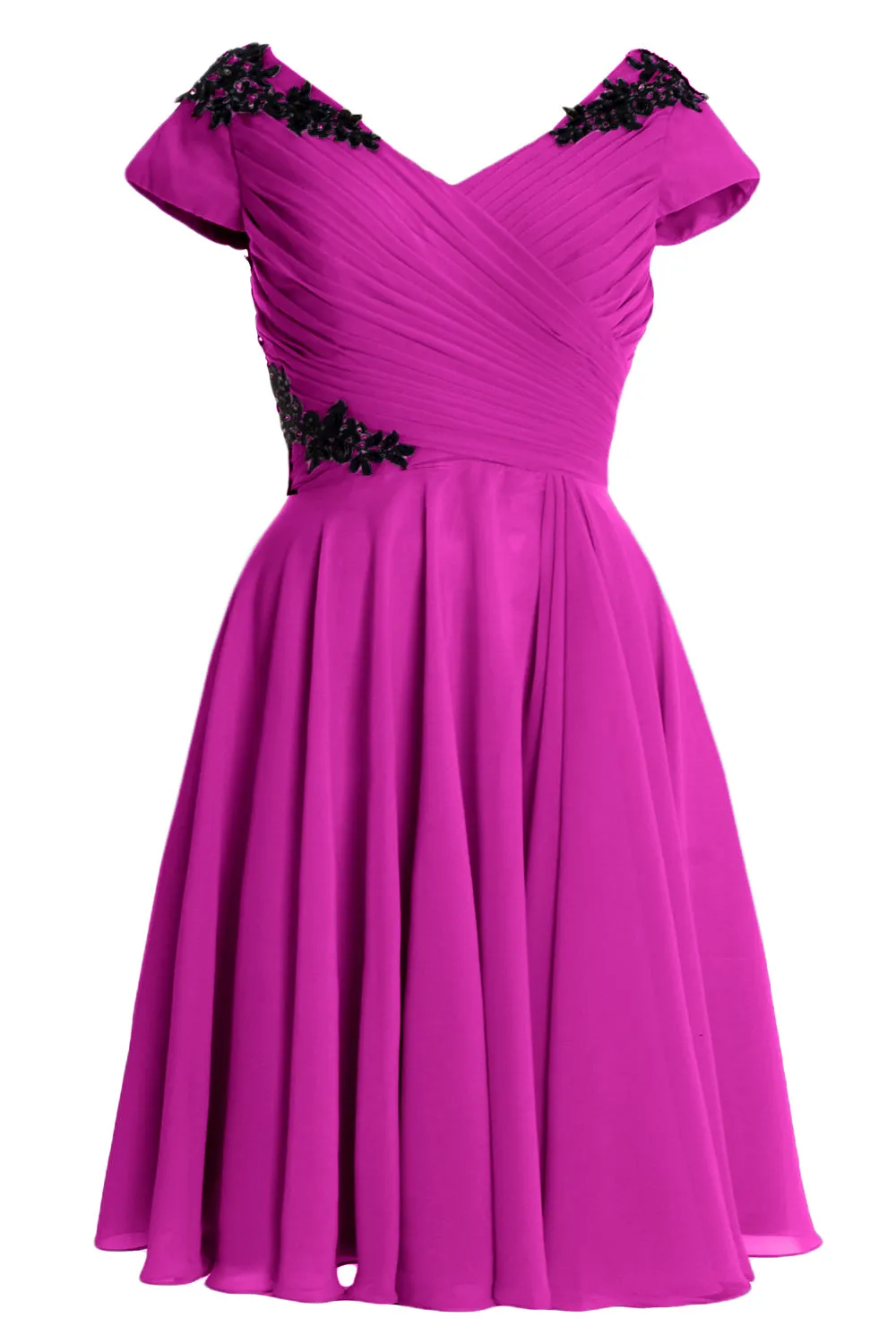 MACloth Women Mother of Bride Groom Dresses Short Cap Sleeve Bridesmaid BD MoH