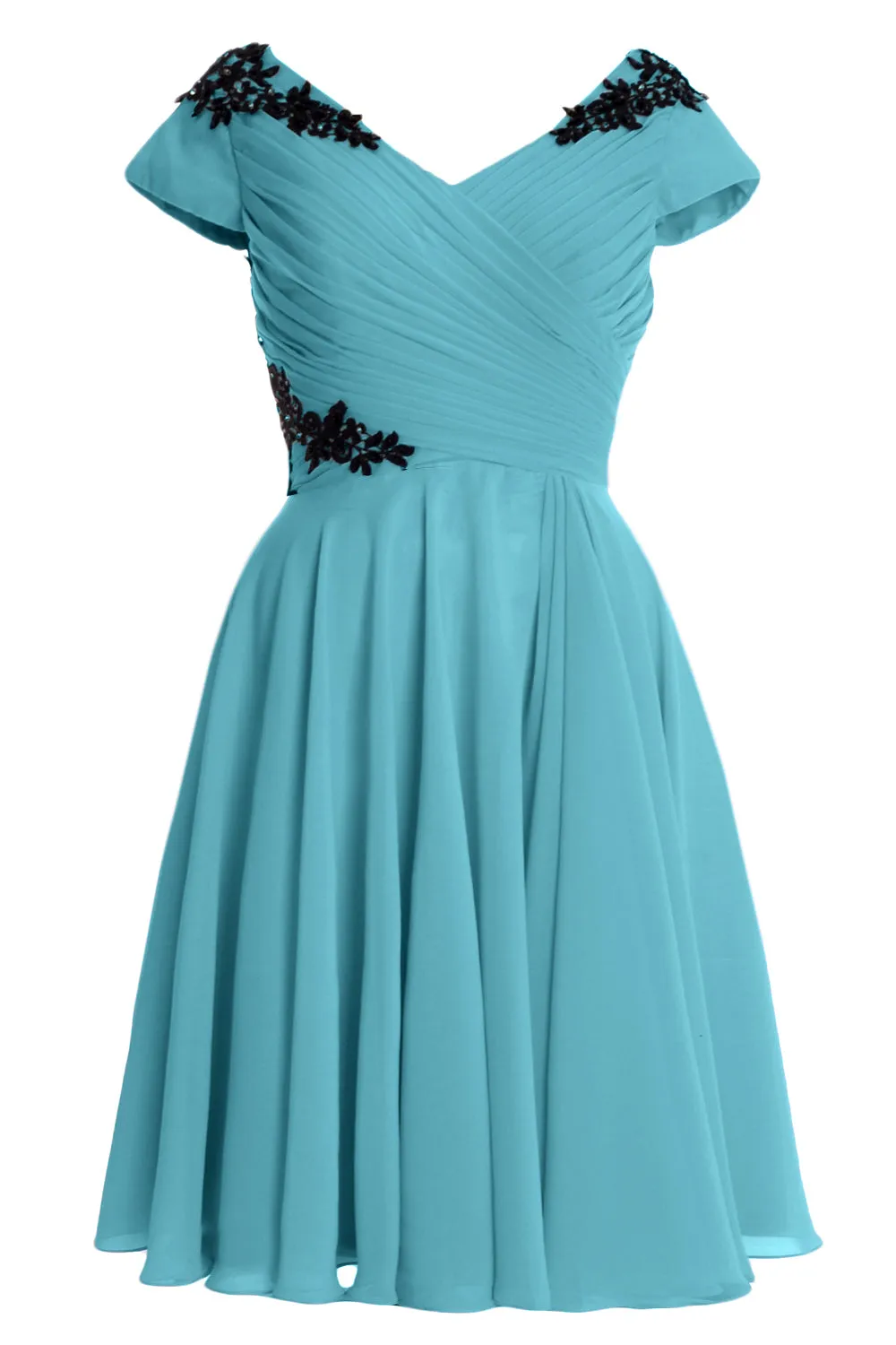 MACloth Women Mother of Bride Groom Dresses Short Cap Sleeve Bridesmaid BD MoH