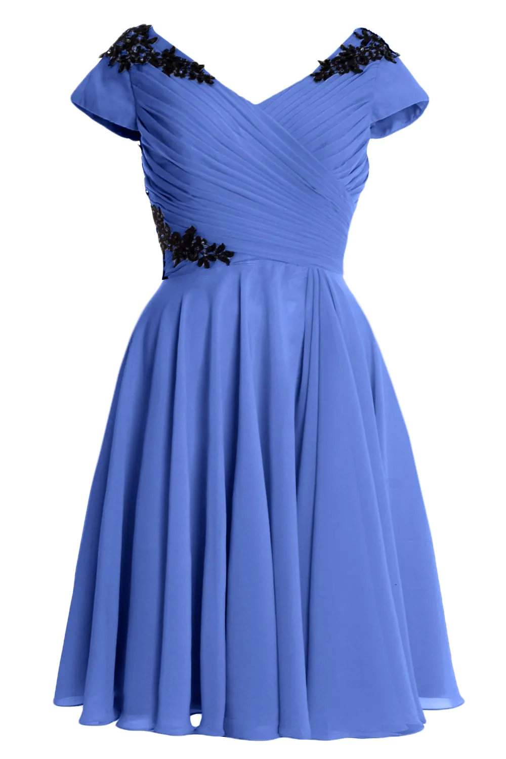 MACloth Women Mother of Bride Groom Dresses Short Cap Sleeve Bridesmaid BD MoH