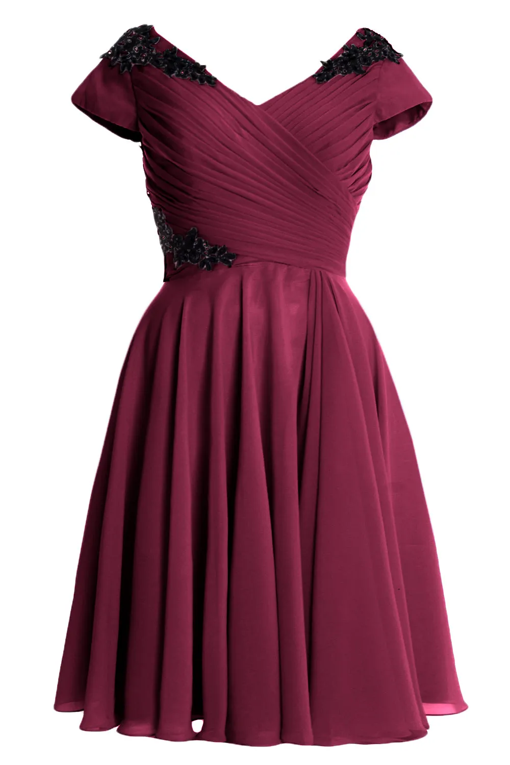 MACloth Women Mother of Bride Groom Dresses Short Cap Sleeve Bridesmaid BD MoH