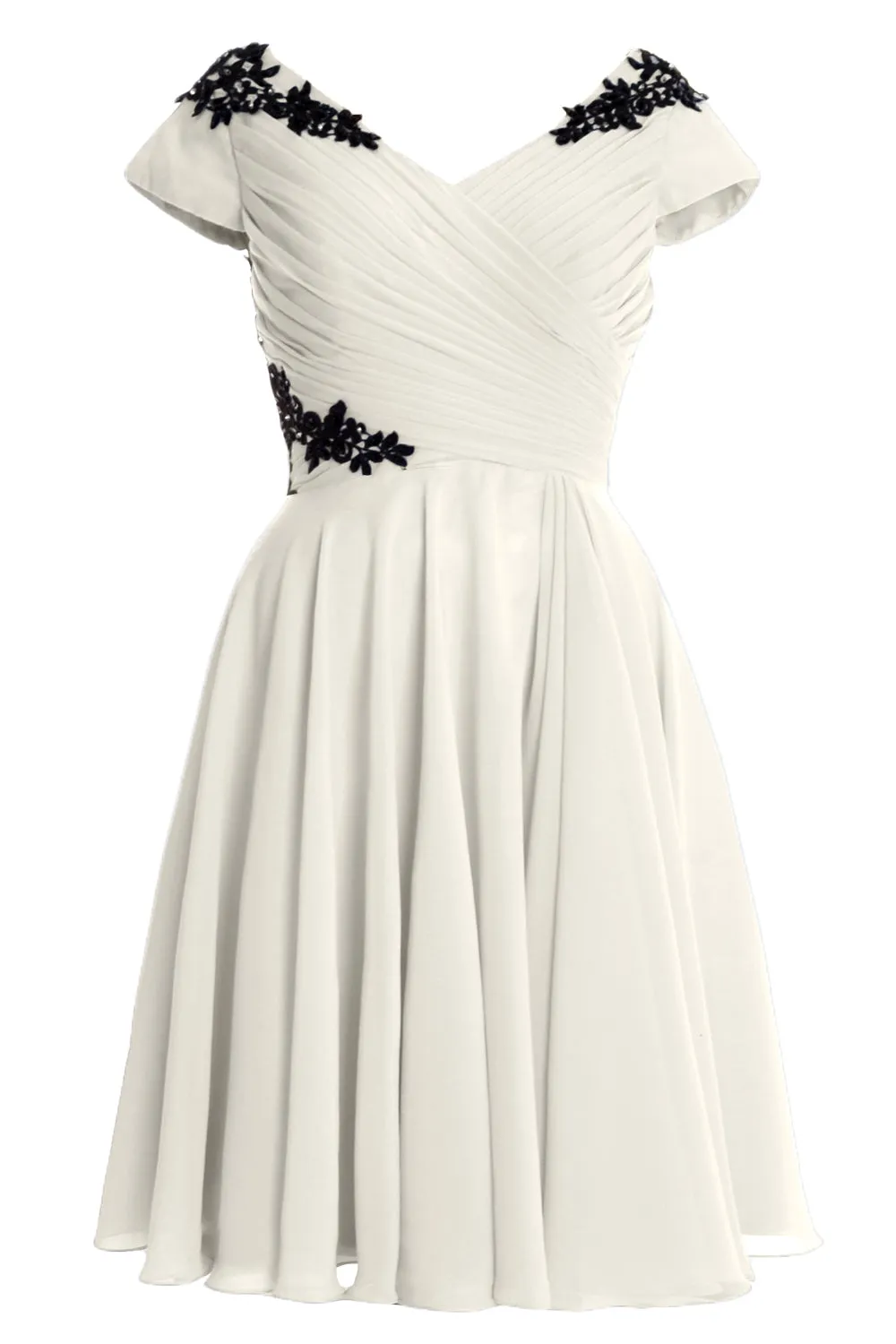 MACloth Women Mother of Bride Groom Dresses Short Cap Sleeve Bridesmaid BD MoH