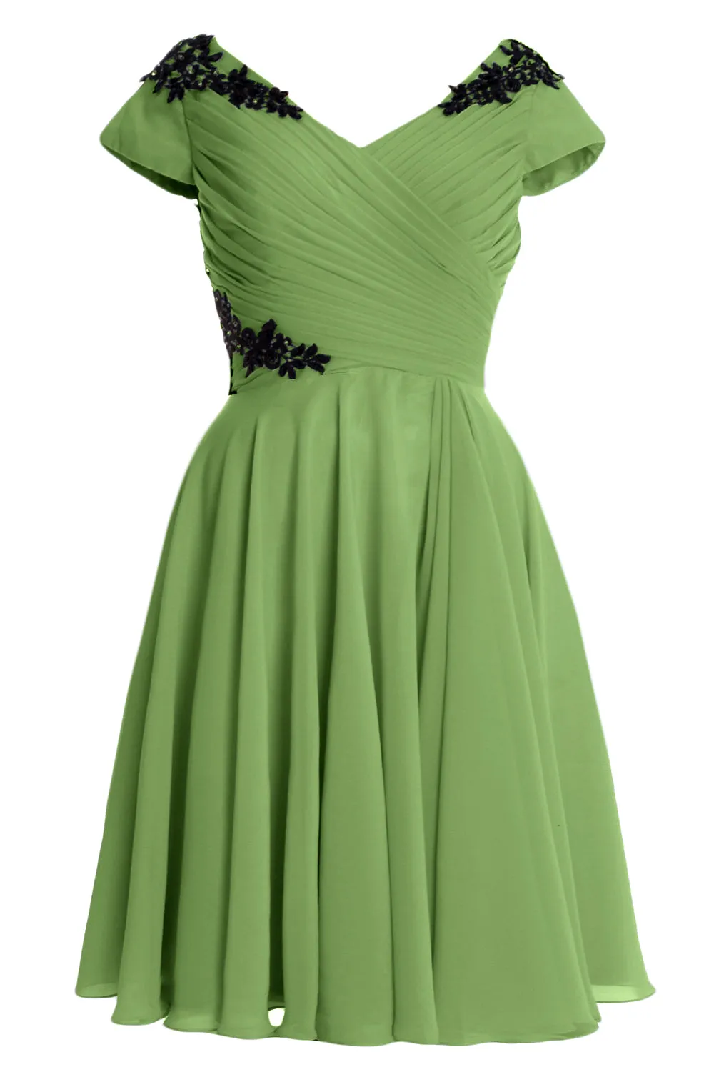 MACloth Women Mother of Bride Groom Dresses Short Cap Sleeve Bridesmaid BD MoH