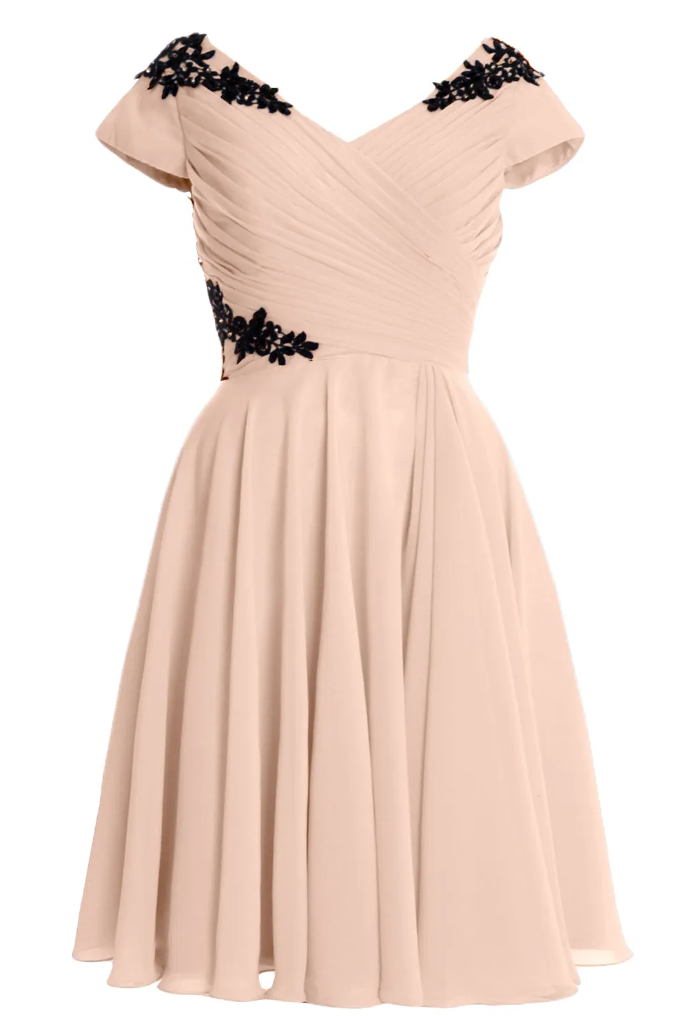 MACloth Women Mother of Bride Groom Dresses Short Cap Sleeve Bridesmaid BD MoH