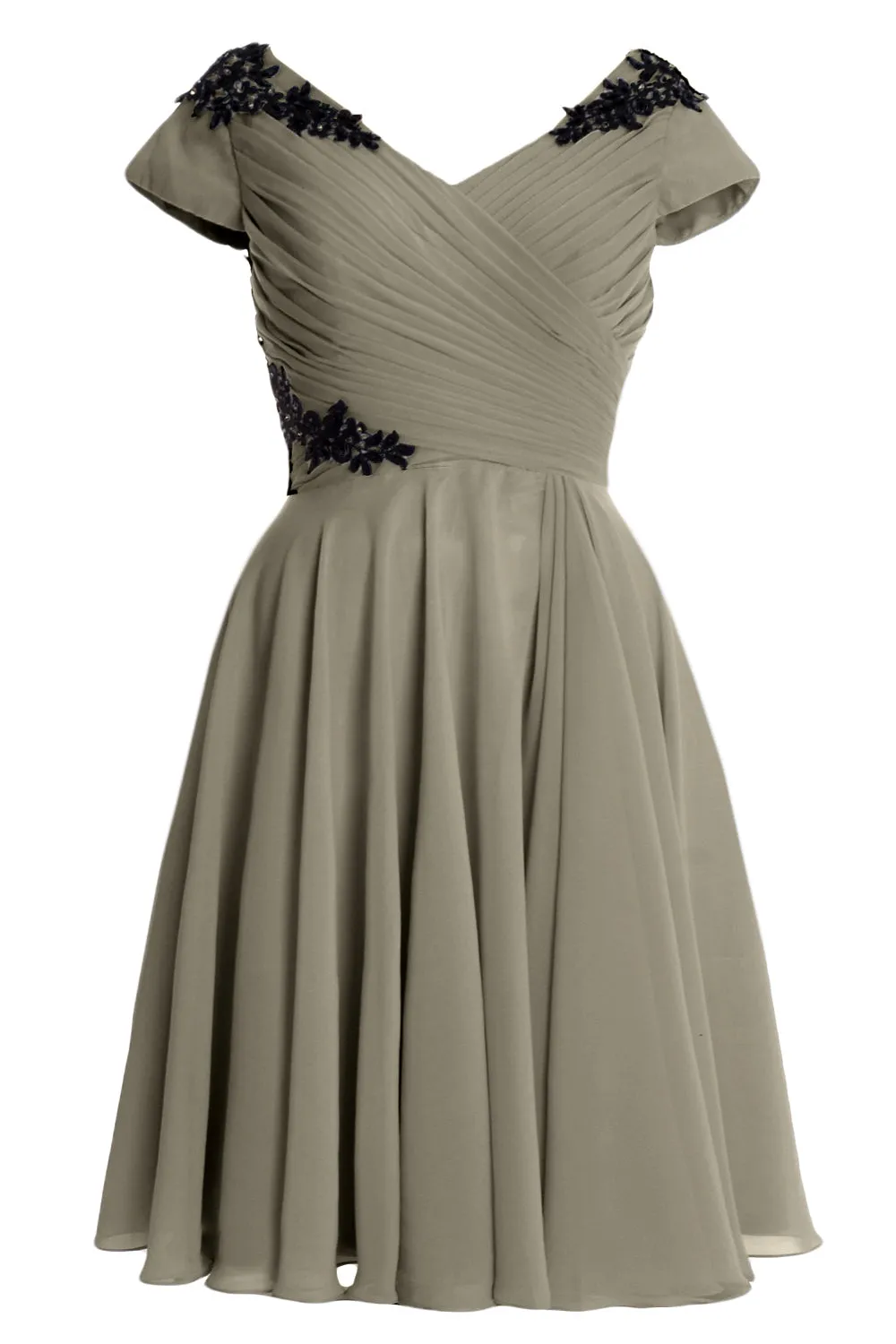 MACloth Women Mother of Bride Groom Dresses Short Cap Sleeve Bridesmaid BD MoH