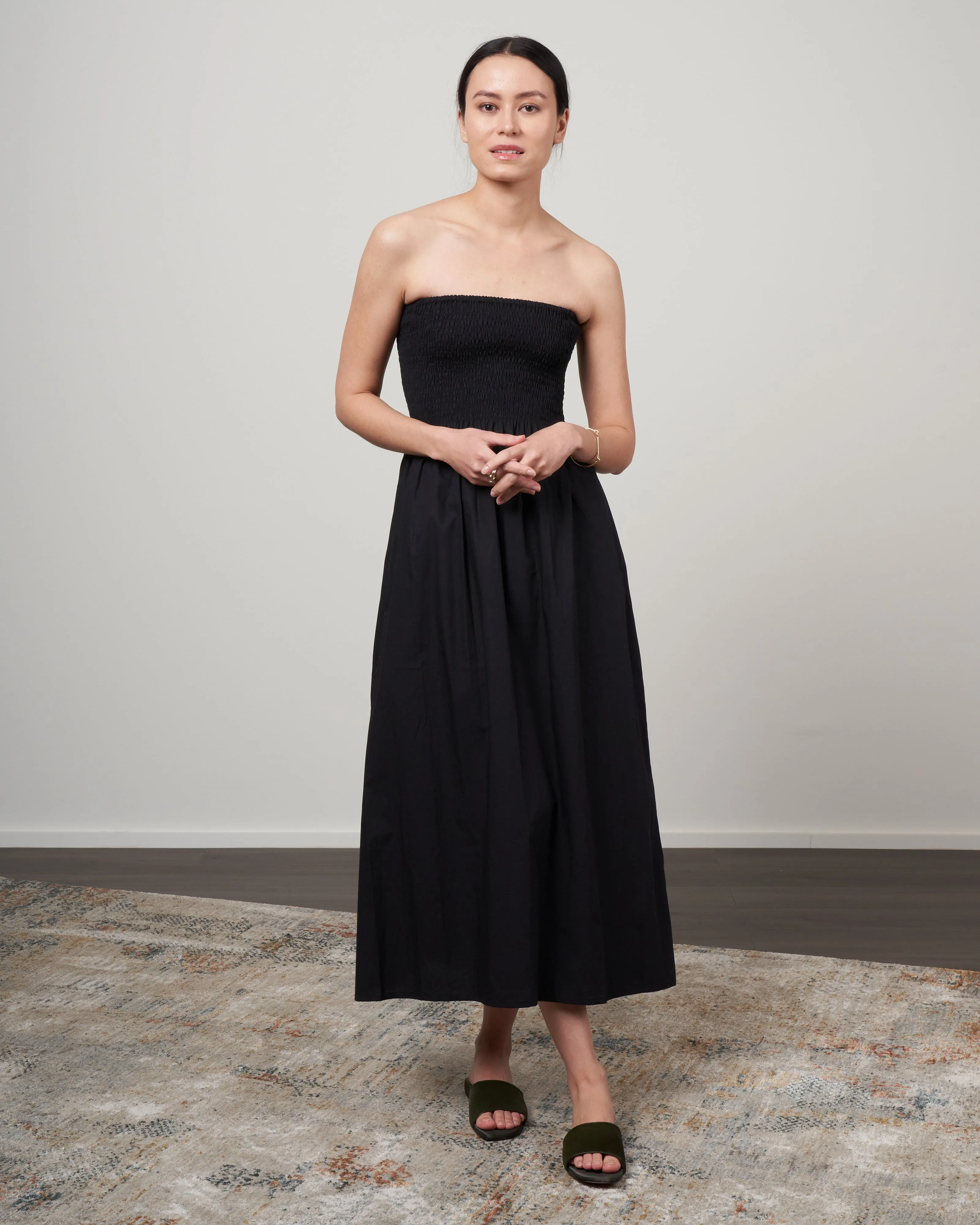 madella midi dress - plain black