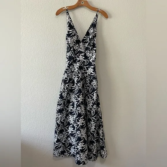 Madewell NWT Deep V-Nexkline Halter Midi Dress in Poplin Size 4 in Deep Indigo