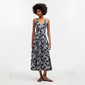 Madewell NWT Deep V-Nexkline Halter Midi Dress in Poplin Size 4 in Deep Indigo