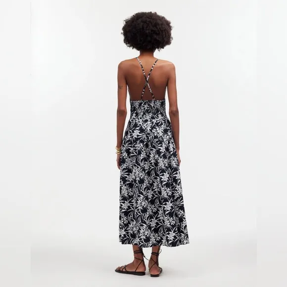 Madewell NWT Deep V-Nexkline Halter Midi Dress in Poplin Size 4 in Deep Indigo