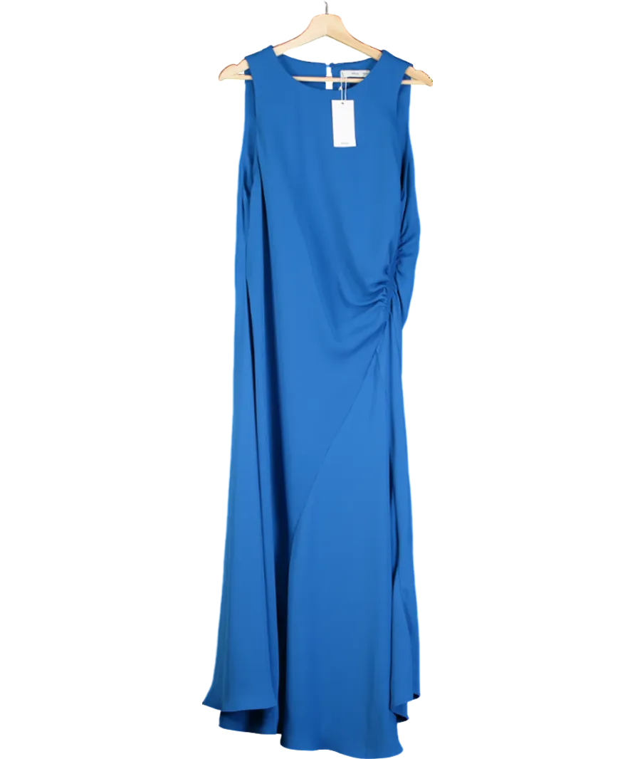 MANGO Blue Midi-dress With Draped Detail UK XXL