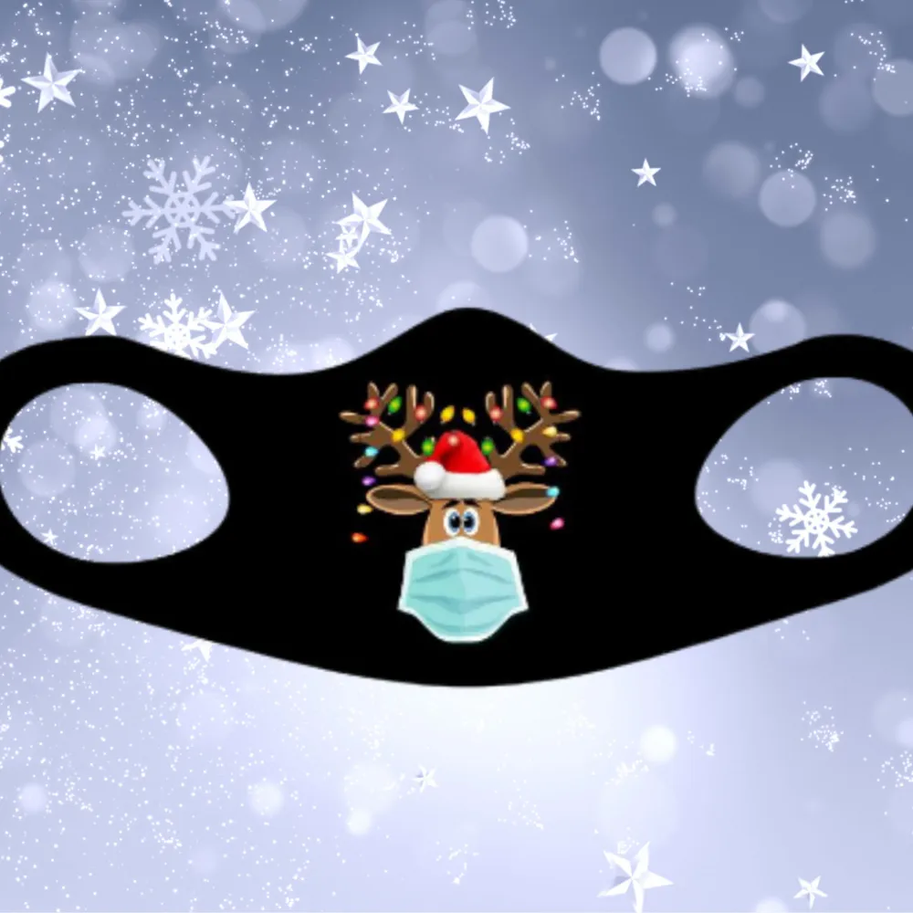 Masked Reindeer Christmas Fitted Face Mask And Covering