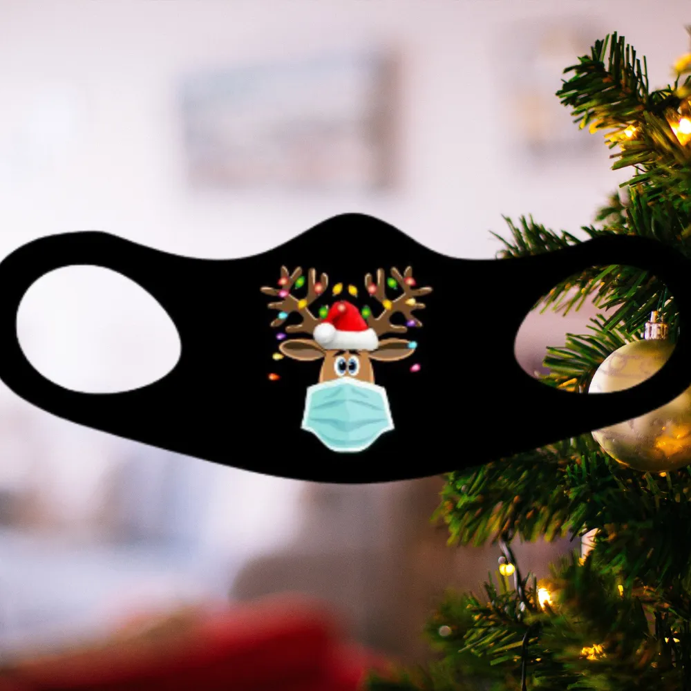 Masked Reindeer Christmas Fitted Face Mask And Covering