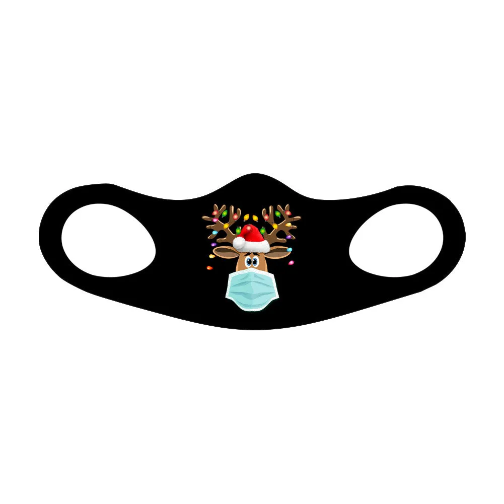 Masked Reindeer Christmas Fitted Face Mask And Covering
