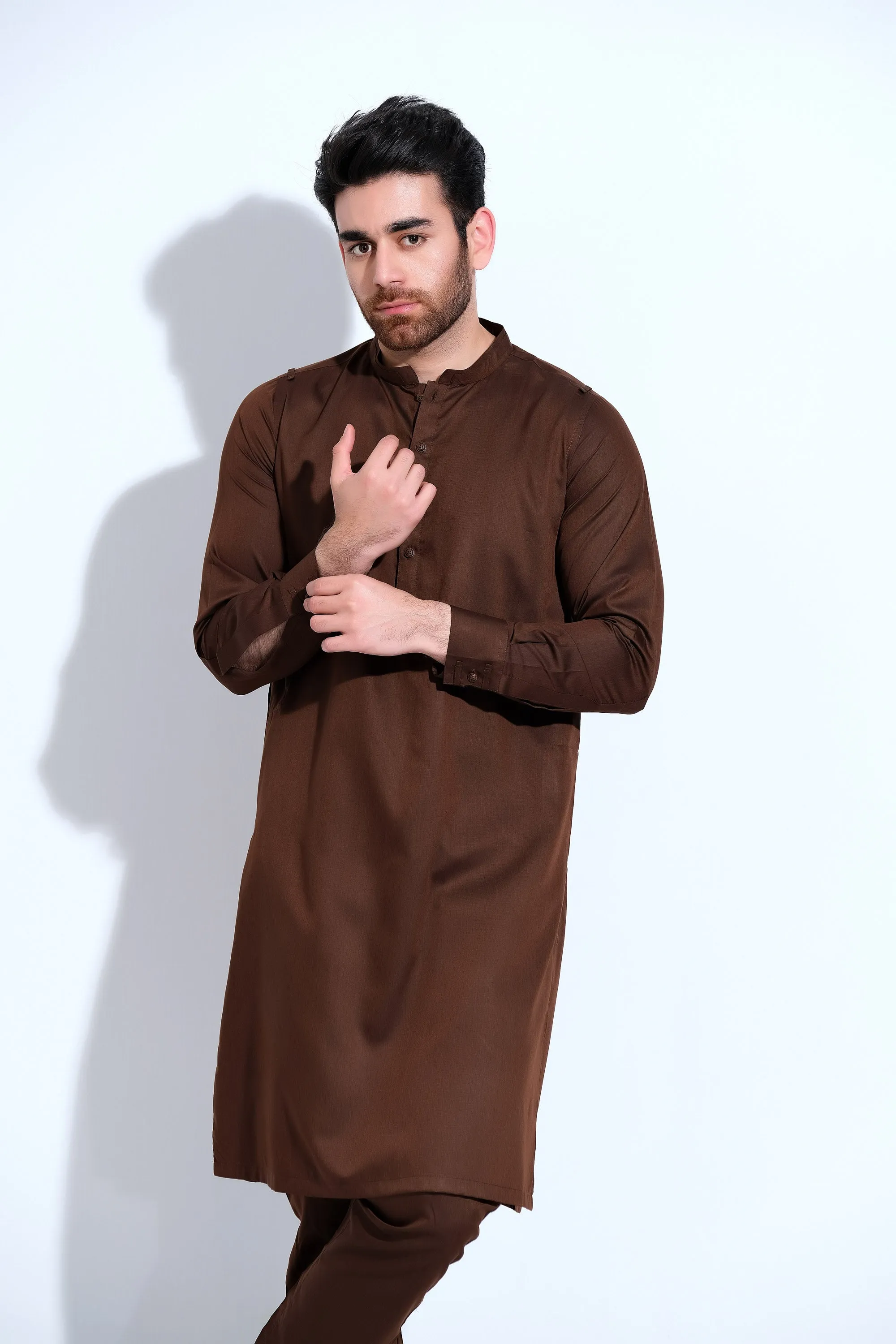 Men's Brown Wash & Wear Kurta Trouser