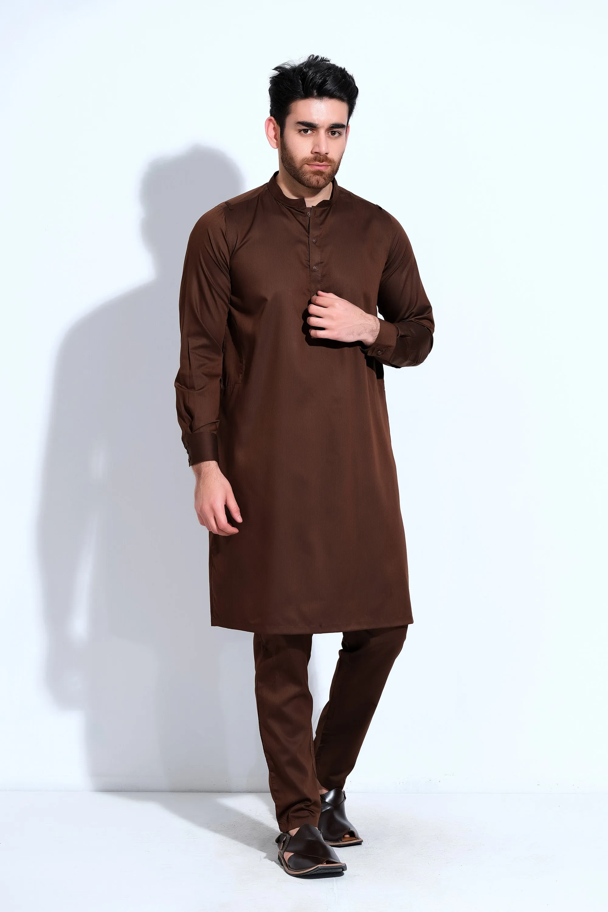 Men's Brown Wash & Wear Kurta Trouser