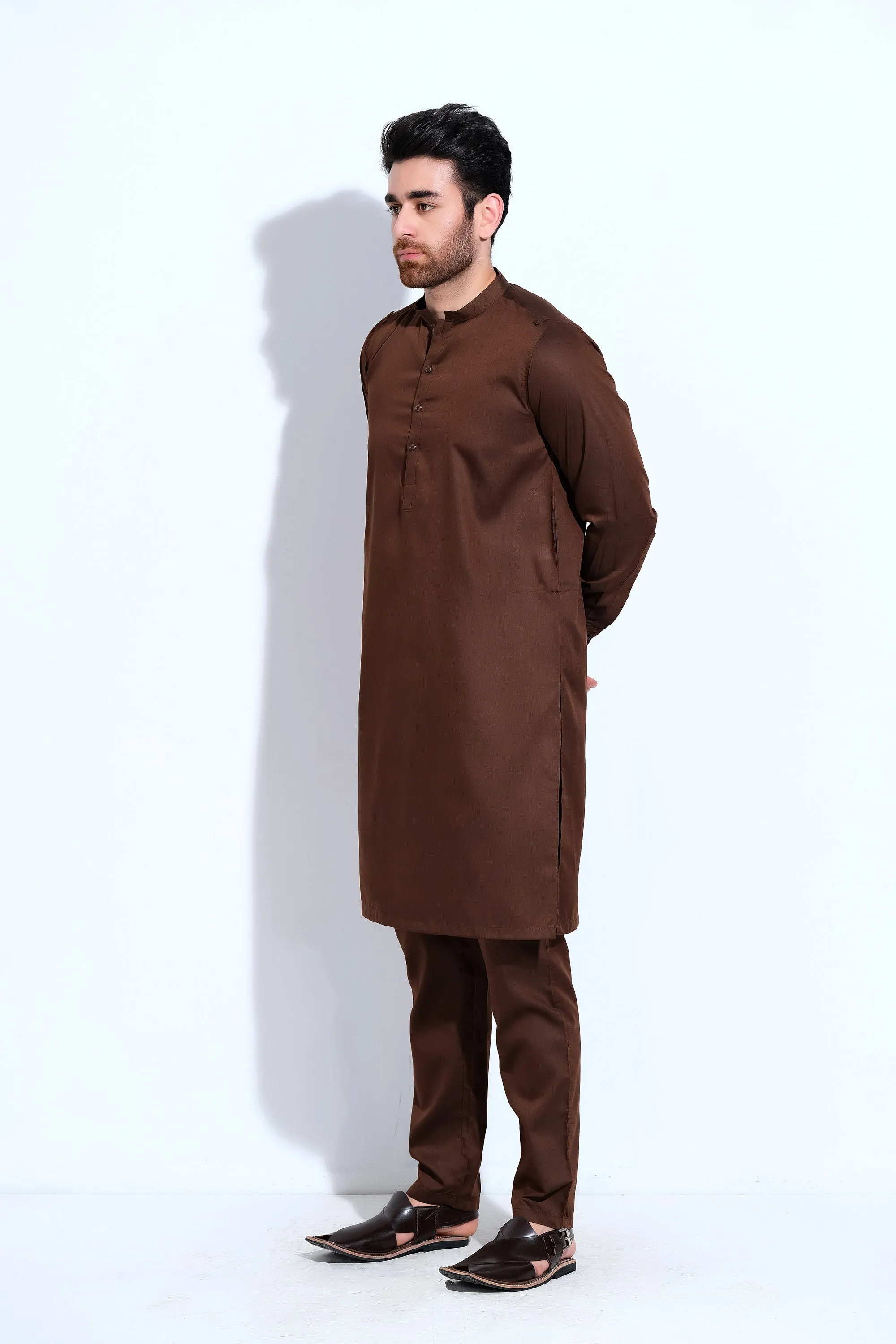 Men's Brown Wash & Wear Kurta Trouser