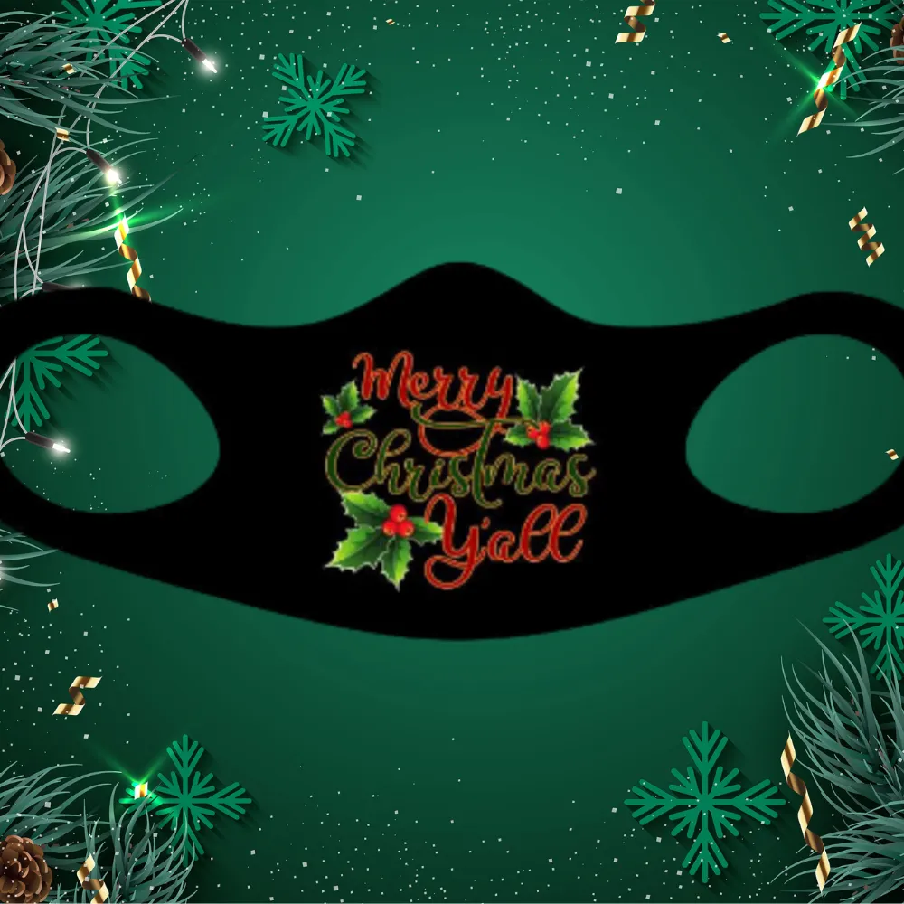 Merry Christmas Y'All Fitted Face Mask And Covering