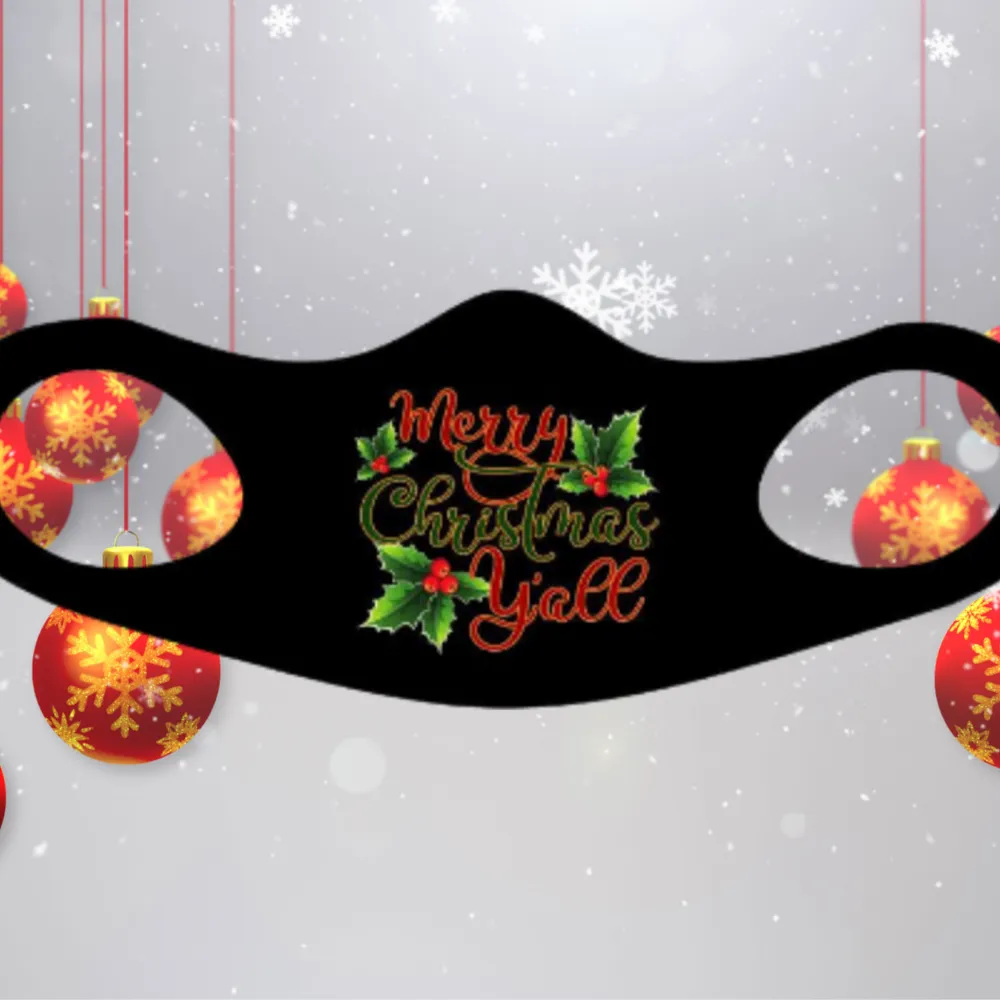Merry Christmas Y'All Fitted Face Mask And Covering