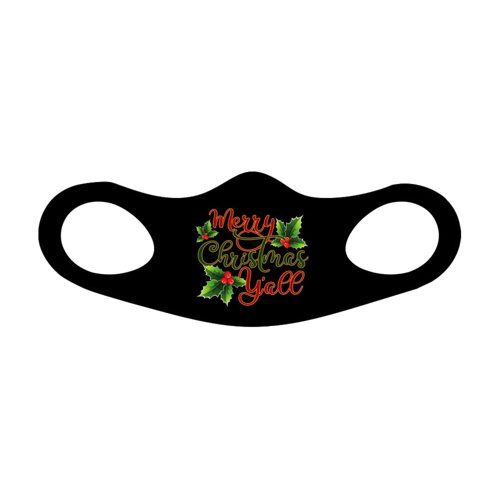 Merry Christmas Y'All Fitted Face Mask And Covering