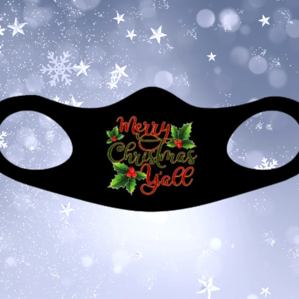 Merry Christmas Y'All Fitted Face Mask And Covering