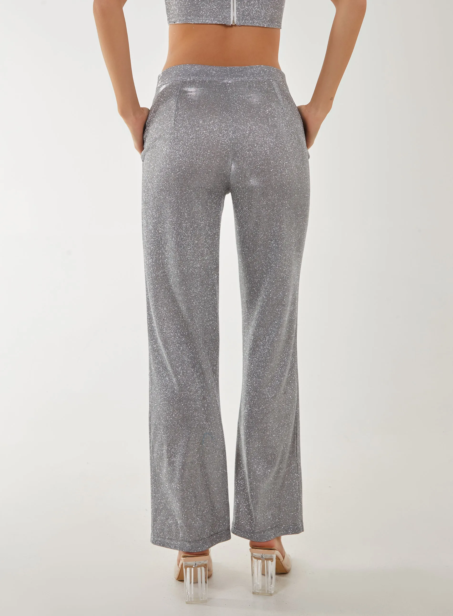 Metallic Straight Leg Trousers