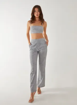 Metallic Straight Leg Trousers