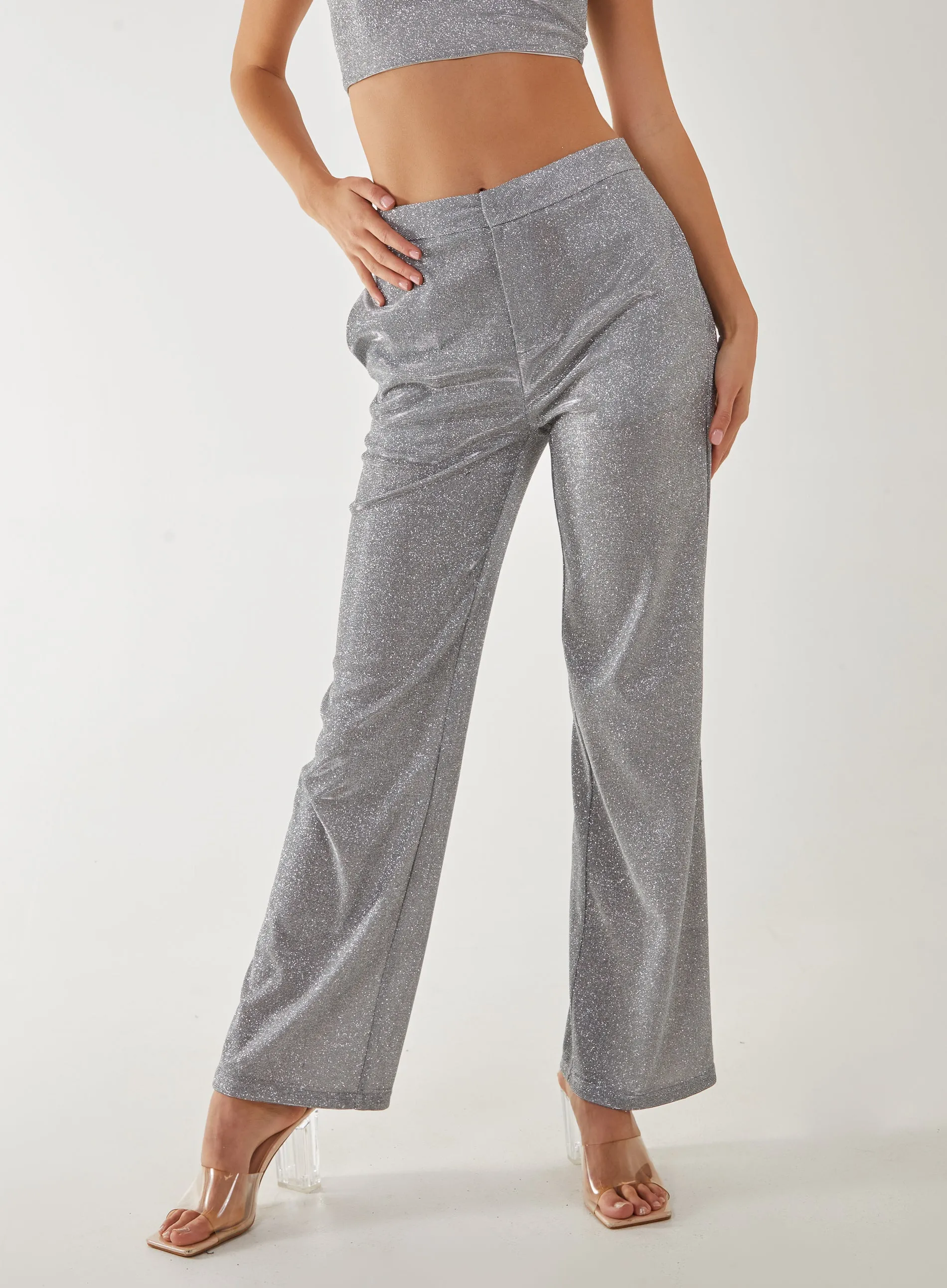 Metallic Straight Leg Trousers